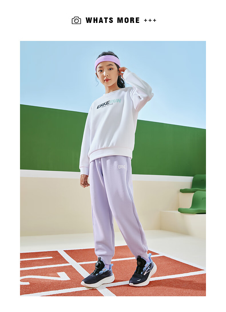ERKE Kids Unisex Children's Knit Long Pants Sports Pants Black 150 21