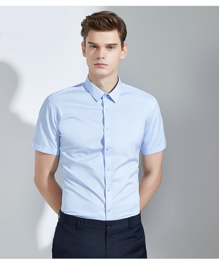 Nanjiren Men's Short-Sleeve Shirt, Summer Solid Color, Business Casual Shirt, Comfortable Breathable Short-Sleeve White Shirt for Men, White Dress Shirt 11