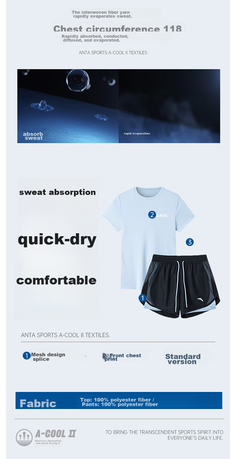 Anta Quick-Dry Sports Set | Women's Summer New Breathable Short Sleeve and Shorts Badminton Two-Piece Set with Anti-Exposure Design 17