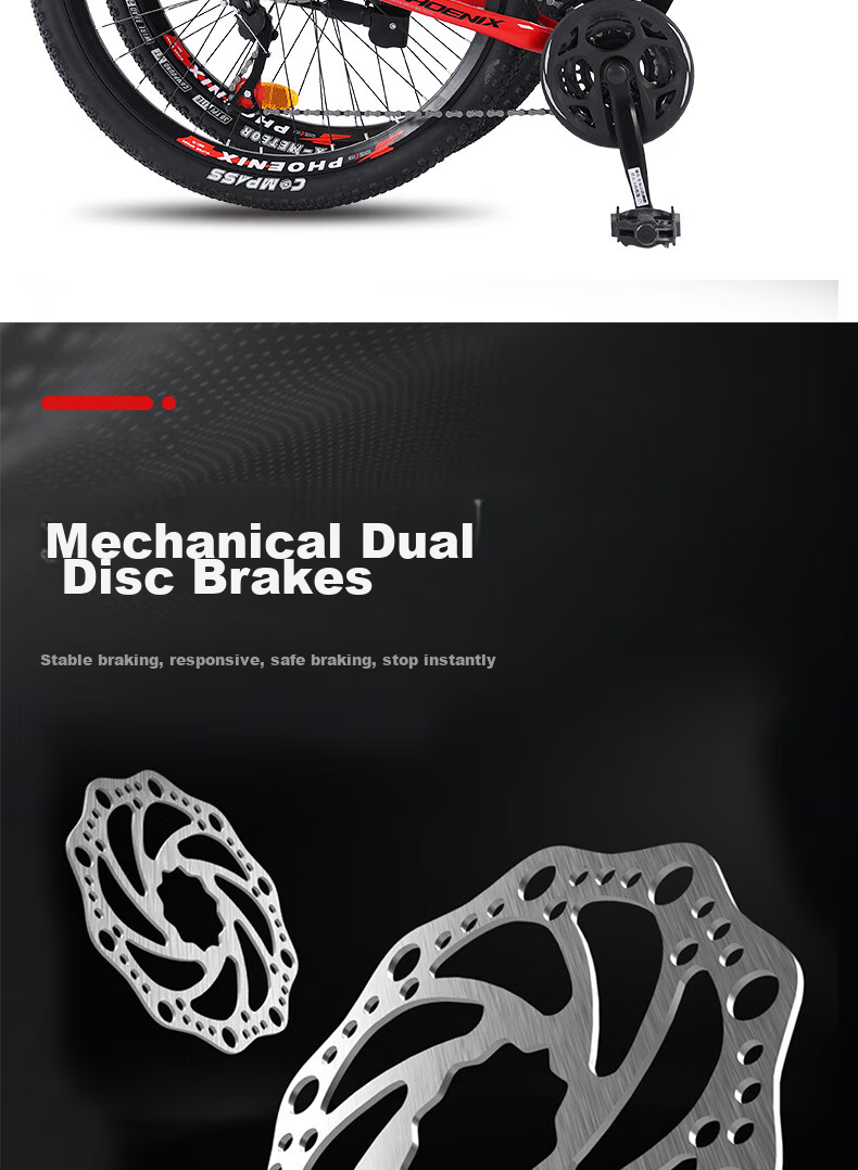 Phoenix Folding Mountain Bike, 27-Speed, Disc Brakes, Shock Absorption, Gear Shifting, for Adults, Men And Women, Students, Road And Off-Road Bicycles 4