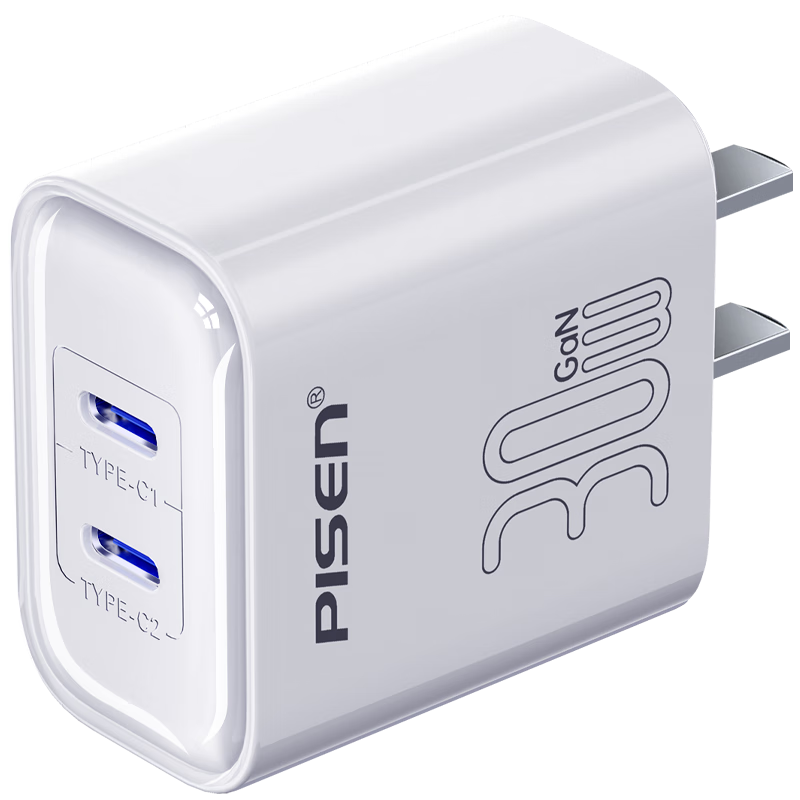 Pisen 3C Apple Charger, PD30W Charging Head, Type-C Multi-Port Fast Charging Plug, Suitable for IPhone 18 Pro/17/16/15/14/13, Huawei, Xiaomi Phones, IPad