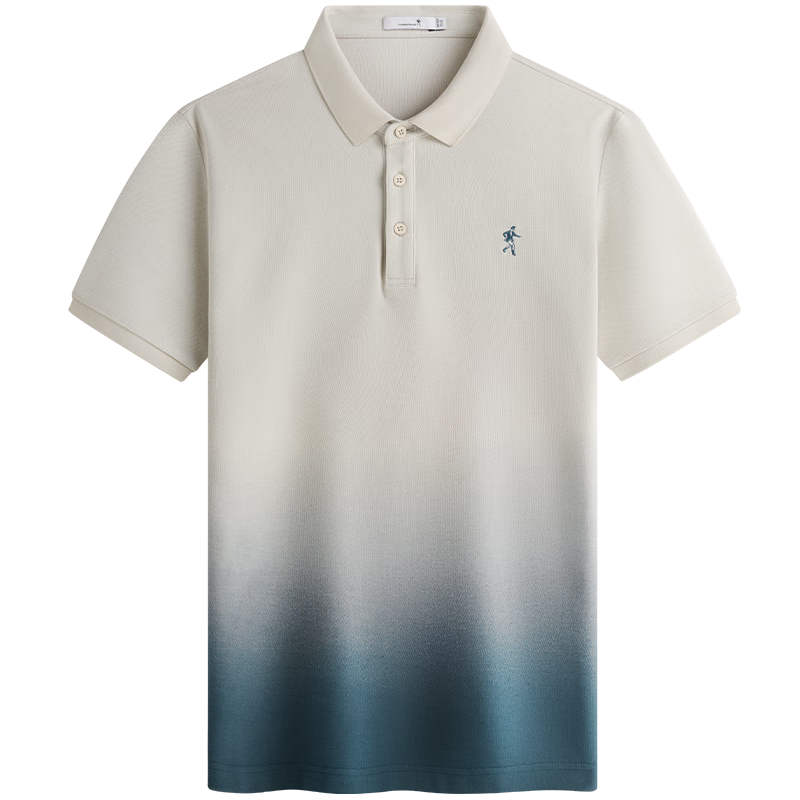 DANCING WOLVES [7A Antibacterial 2A Anti-Mite] Summer Tie-Dye Short-Sleeve Polo Shirt for Men, 706 Light Khaki, S(165)