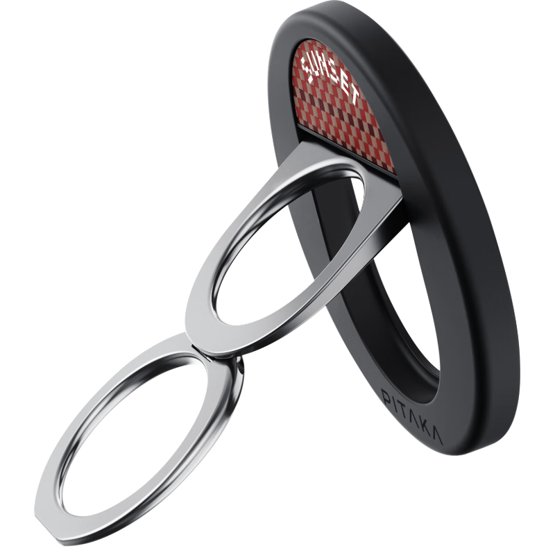 PITAKA Magnetic Phone Ring Holder Stand for MagSafe Phones, Kevlar Dual-Use Horizontal And Vertical Lazy Desktop Ultra-Thin Portable Detachable Horizontal And Vertical Compatible Upgradable Ring Holder Sunset