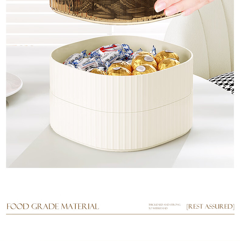 Baicaoyuan Candy Box, Fruit Plate, Sunflower Seeds, Dried Fruits, Nuts, Fruit Tray, Compartmentalized Snack Storage Box, Living Room Luxury Green Three-Tier with Lid 9