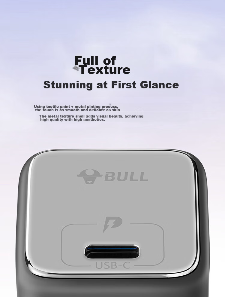 BULL GaN 20W Charger, Apple 18/17/16 PD Fast Charging Head, Auto Shut-Off When Fully Charged, Suitable for IPhone 14/13 Pro Max, [20W GaN] Pebble Gray 9