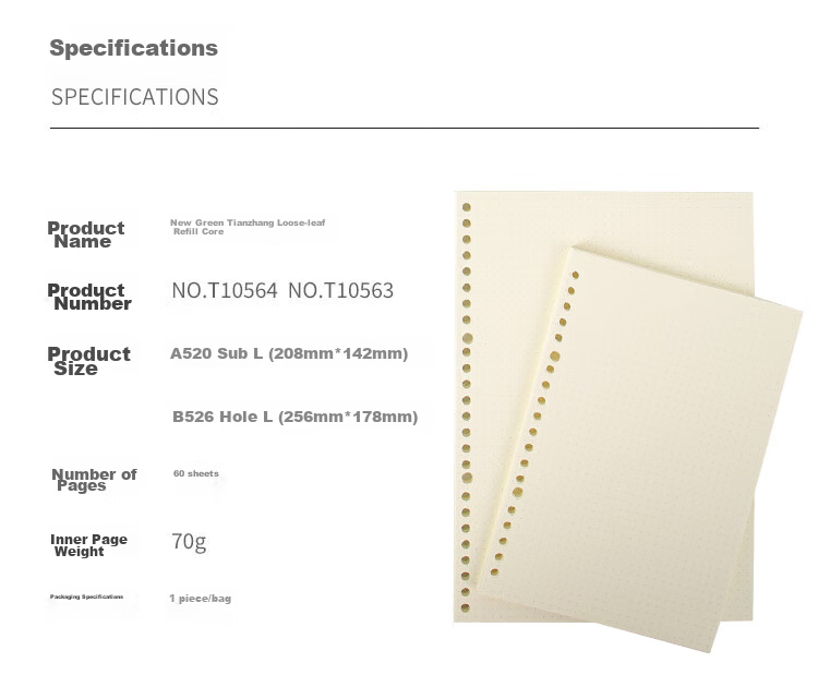 TANGO A5 Loose-Leaf Refill Paper with Grid Pattern, Study And Time Management Planner, Journal, Doodle Pad with Stamps, Universal 20-Hole Detachable Replacement Pages, 60 Sheets 3