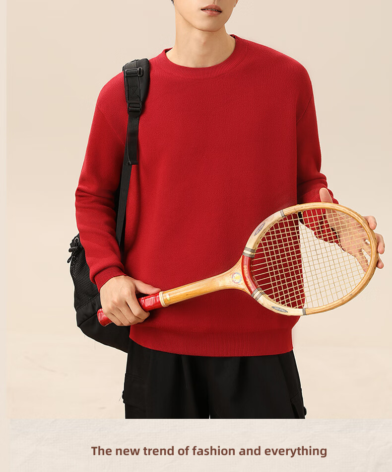 GENIOLAMODE Men's Fleece-Lined Thickened Winter Warm Comfortable Simple Crew Neck Knit Base Sweater 13