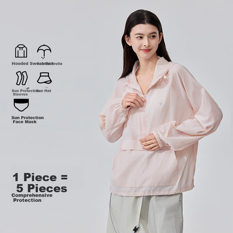 VVC Sun Protection Clothing for Women, Summer Breathable Fashion UV-Resistant Skin-Friendly Versatile Sun Protection Garment, Ice Mist Pink, L