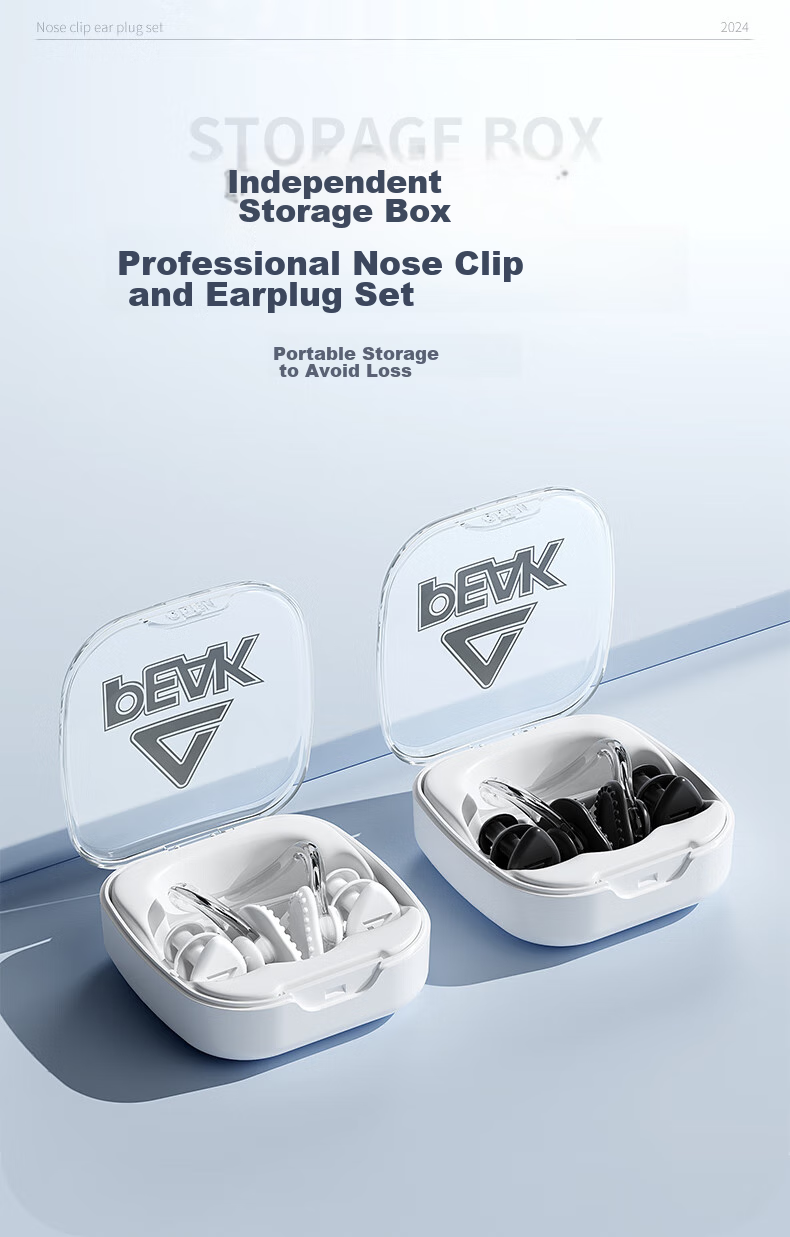PEAK Swimming Earplugs, Waterproof Professional Nose Clips, Adult Bathing Ear Protection, Anti-Water Device, Diving Nose Clip Set, Pink 8