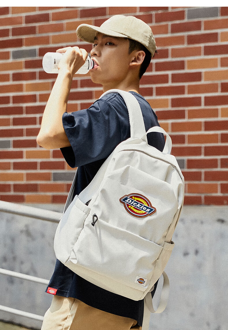 Dickies Student Backpack, Large Capacity Canvas School Bag for Middle And High School Students, Lightweight Travel Backpack with High Aesthetic Value, Beige 18