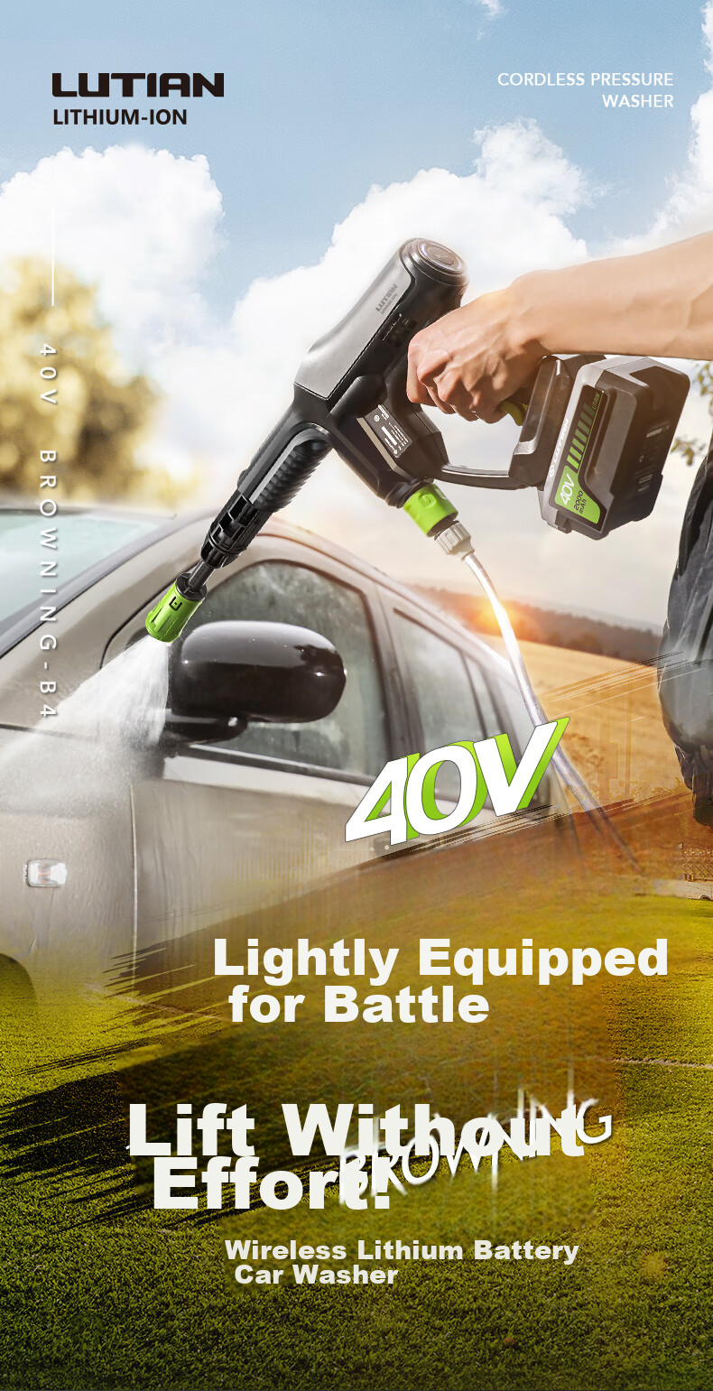 LUTIAN Wireless Portable Car Washer, Outdoor And Home Use Lithium Battery Cleaning Water Gun, High-Pressure Spray Handheld E2PRO 2