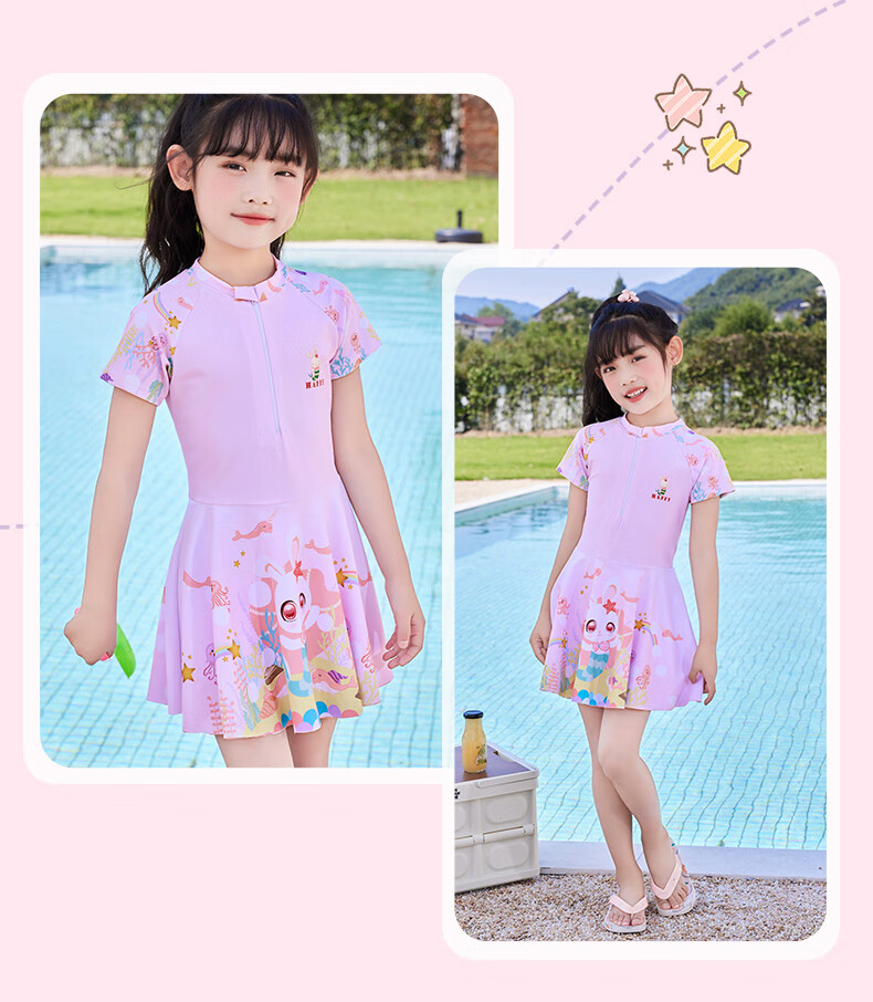 MiiOW Girls' Swimsuit Set for Older Children, Quick-Dry One-Piece Swimwear for Swimming, Hot Springs And Training 15