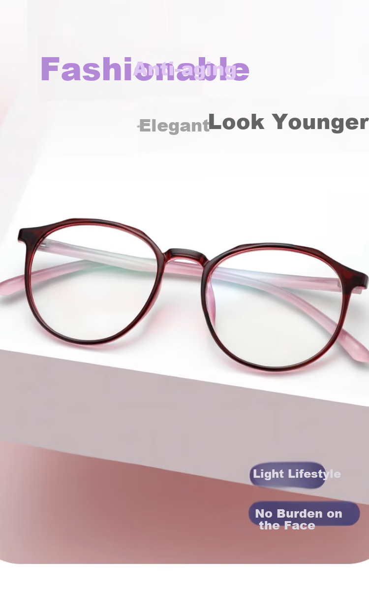 Nianqingtai Women's Fashionable Full-Frame TR90 Comfortable High-Definition Ultra-Light Imported Reading Glasses D685 + 400 Degrees 3
