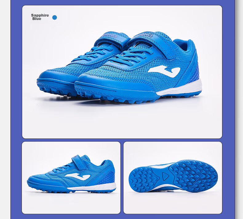JOMA Soccer Cleats for Children TF Turf Studs Boys Girls Youth Breathable Mesh Velcro Training Shoes Royal Blue Size 38 10