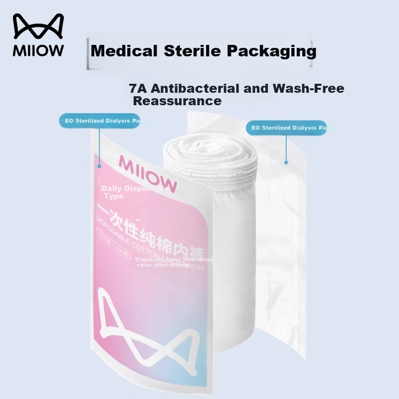 MiiOW Disposable Cotton Women's Maternity Postpartum Physiological Period Sterilized Daily Disposable Independent Pack Underwear 5 Pieces 2XL Size