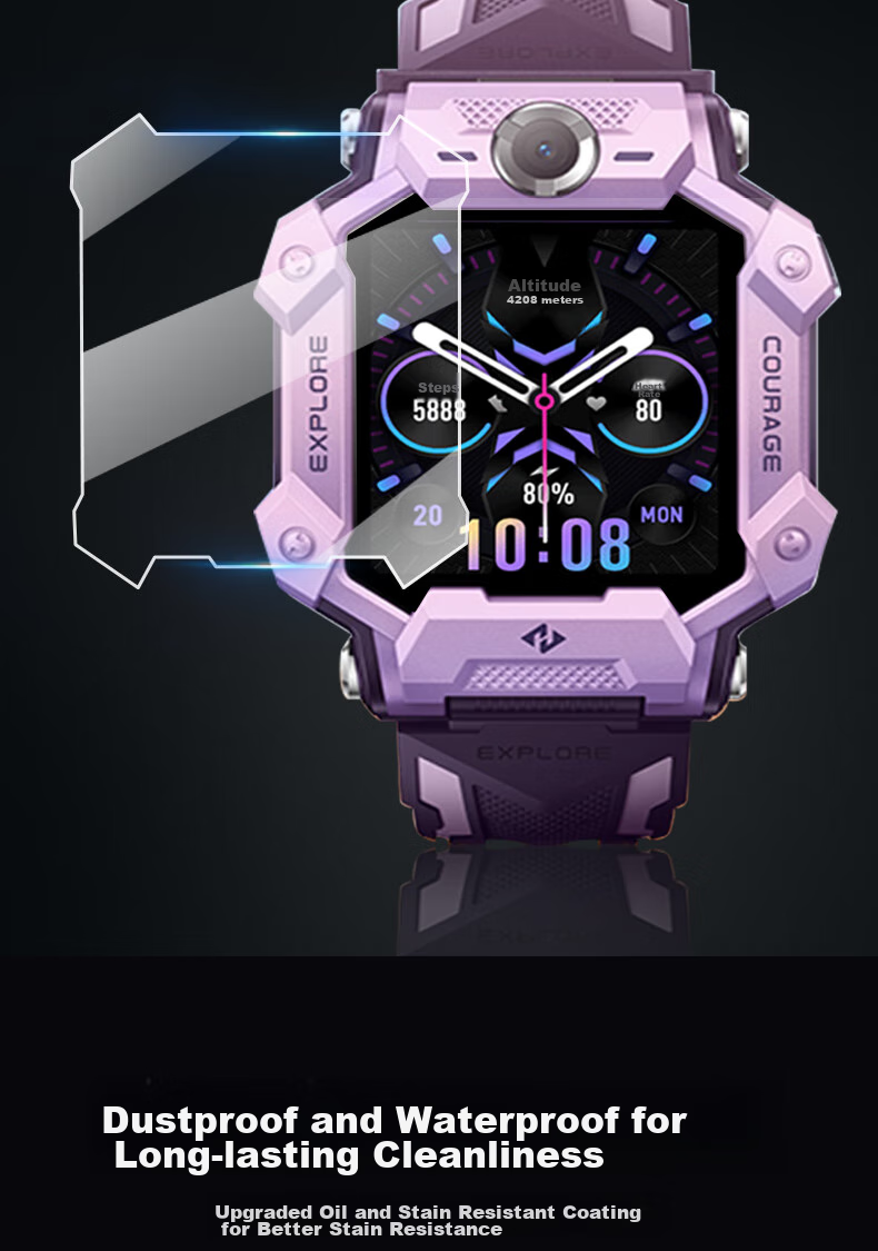 ESCASE [Three-Piece Deluxe Set] Xiaotiancai Children's Smartwatch Z7A/Z7S/Z7 Tempered Glass Screen Protector, Automatic Adhesion, Fingerprint-Resistant Glass Film 3