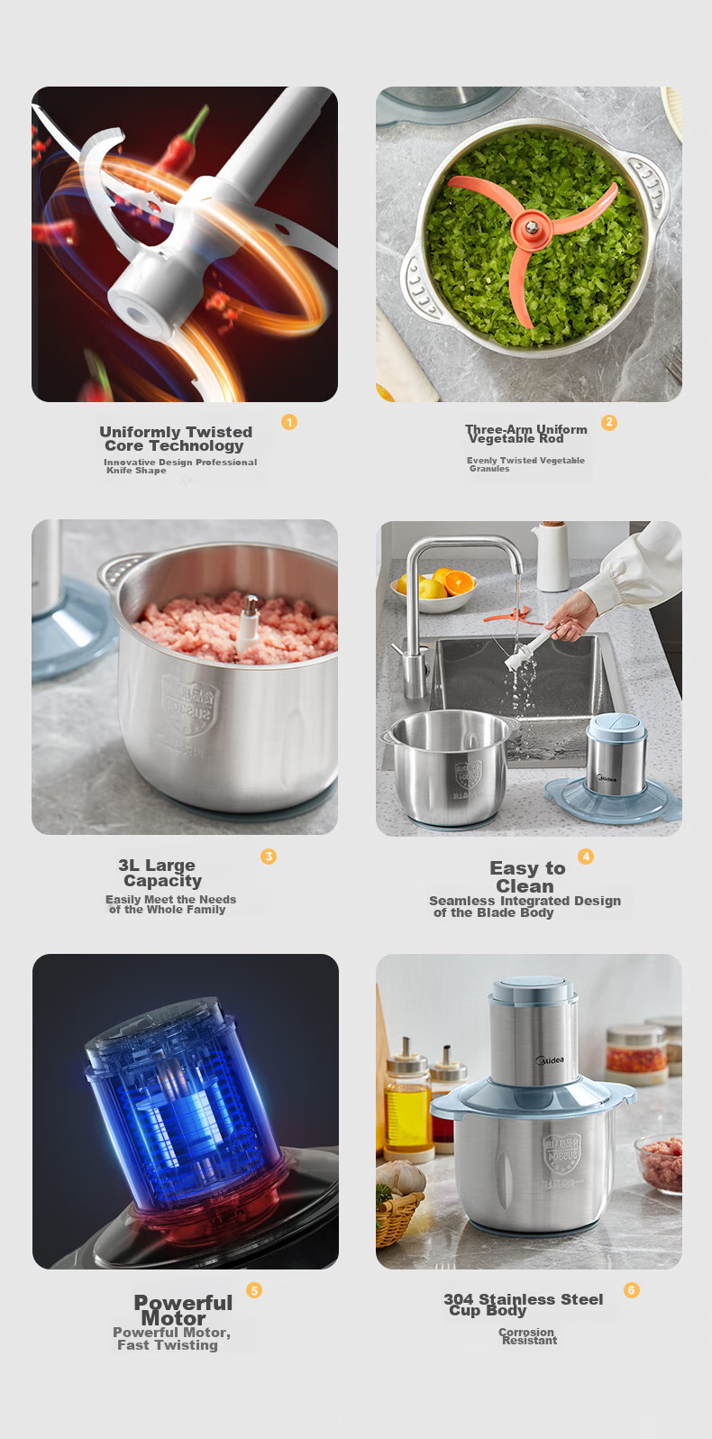 Midea Meat Grinder JD Self-Operated Home Use Large Capacity 5L High Power 1000W Pure Copper Motor Multifunction Commercial Electric Meat and Vegetable Grinder 90R03 6