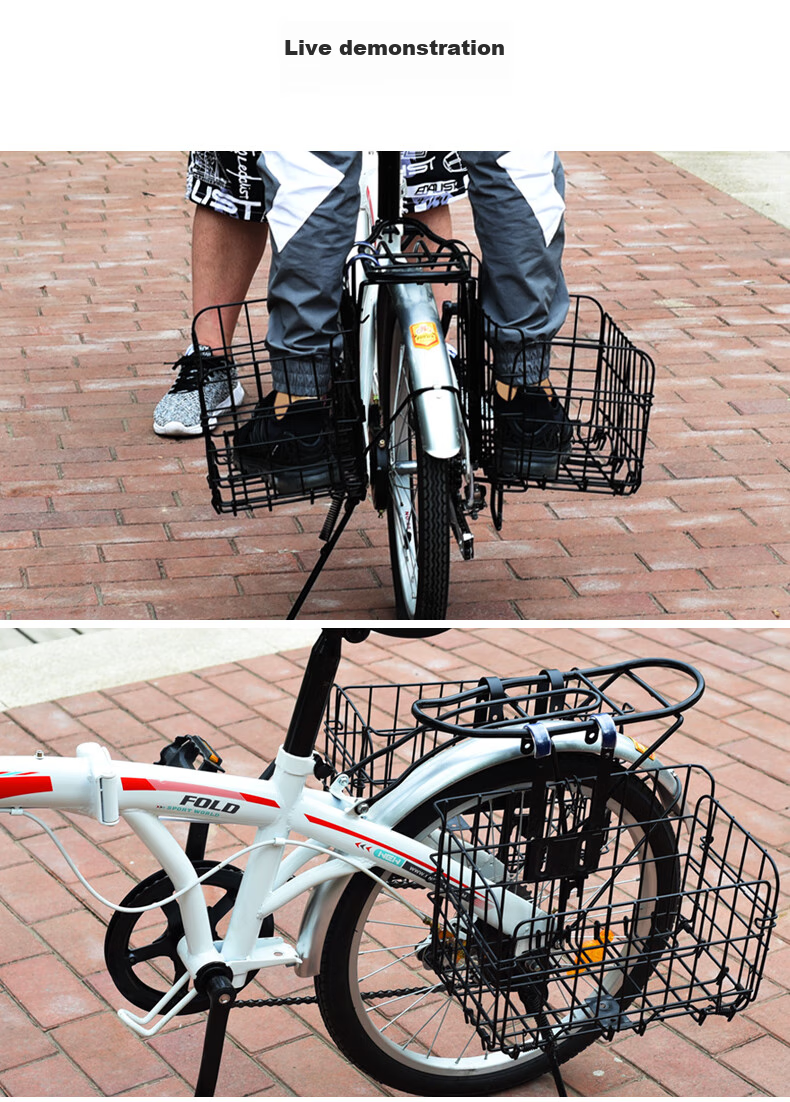 ROGTYO Bicycle Basket, Foldable, Thickened Front Basket, Mountain Bike Rear Basket, Bike Basket, Grocery Basket, Cargo Rack, Side Hanging Basket 6