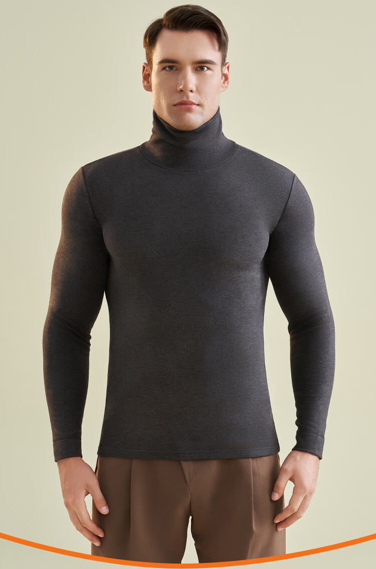 GUJIN Men's Thermal High-Neck Seamless Fleece Lined Silk Wool Base Layer Shirt Outerwear Trendy 13