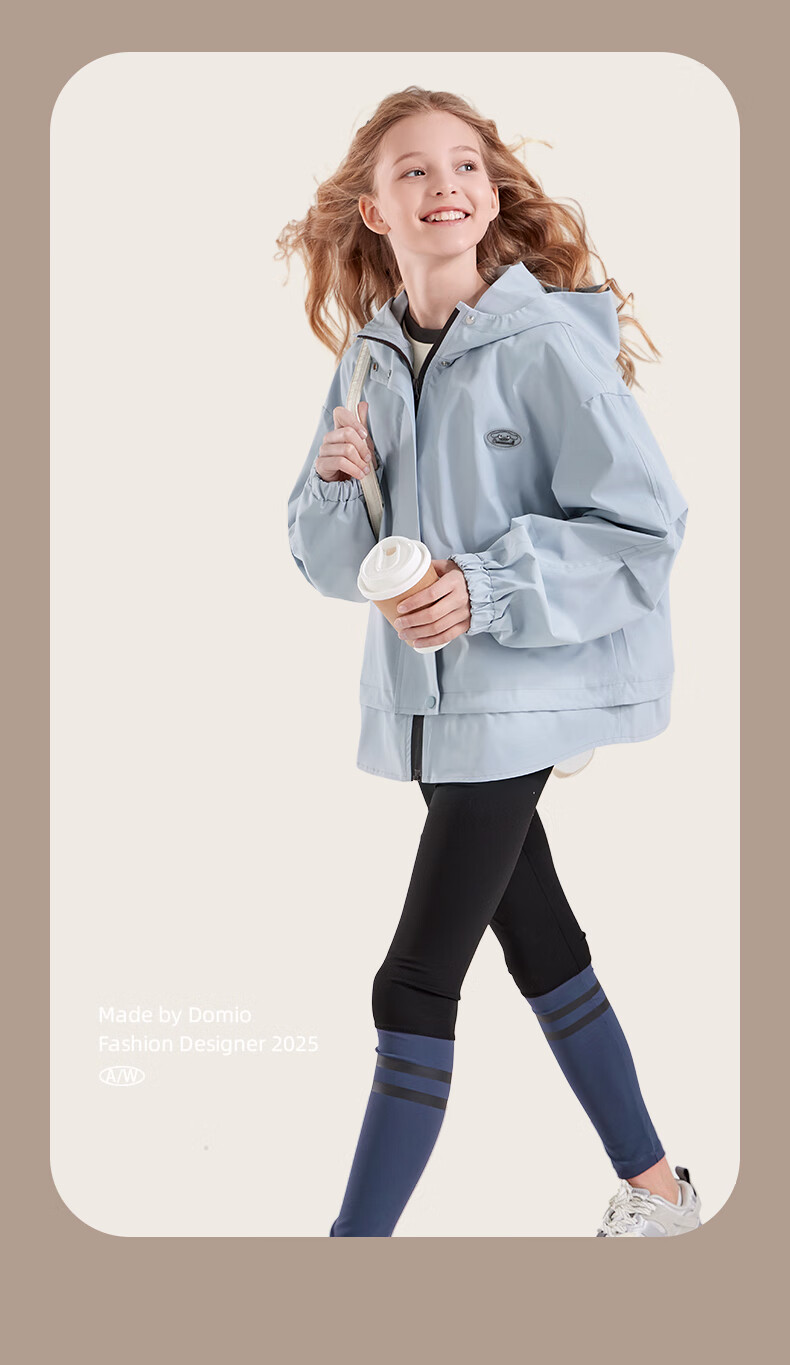Hello Kitty Girls' Jacket Spring And Autumn Hooded Windbreaker for Older Children Outdoor Sports Outerwear Children's Clothing H013 Iceland Blue 170 11
