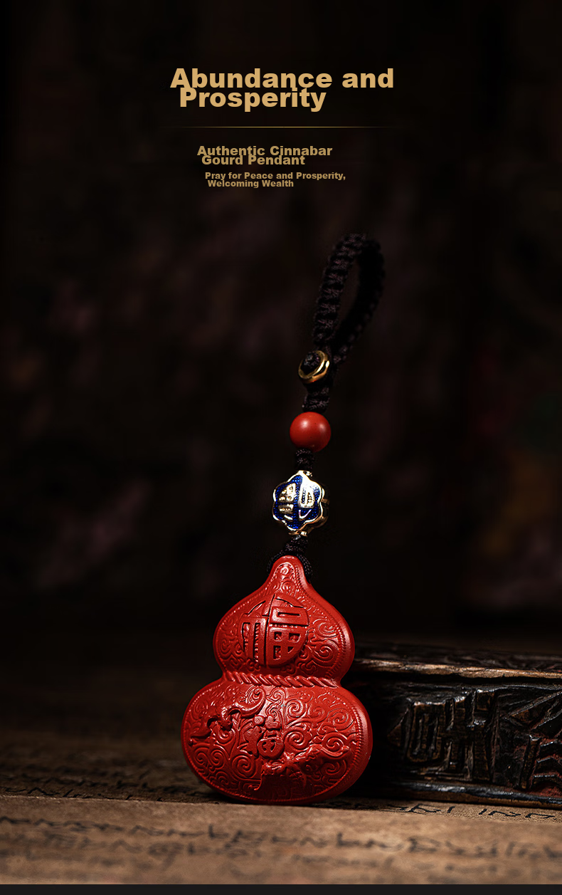 Molong Cinnabar Gourd Car Keychain Pendant for Men And Women, Wealth And Safety High-End Ornament Gift, Cinnabar Gourd 1