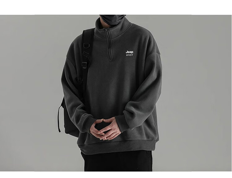JEEP SPIRIT Men's Autumn Winter Sweatshirt Long Sleeve T-Shirt Loose Casual Fleece Trendy Base Shirt 12