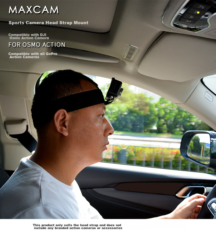 MAXCAM Head Mount Compatible with DJI Osmo Action 4/3/2, Head Strap, Head Mount Bracket, Head Case, Accessories for GoPro 12/11/10/9/8/7 1