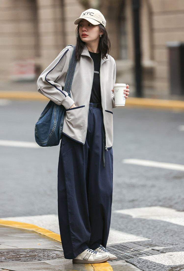 Dme [Stand-Up Collar Contrasting Trim Sweatshirt], Spring And Autumn Design, Stylish, Slimming, Long-Sleeve Casual Jacket for Wome 7