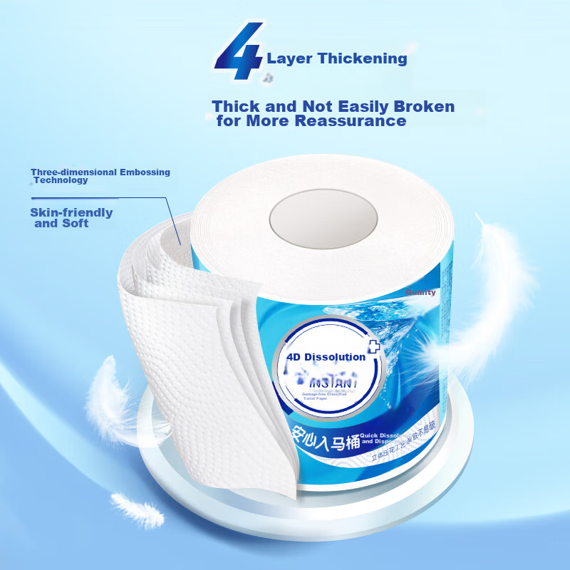 Туалетная бумага Hygienix Core Roll, 4D растворимая, 4-слойная, быстрорастворимая, 160 г, 24 рулона (3D тиснение)