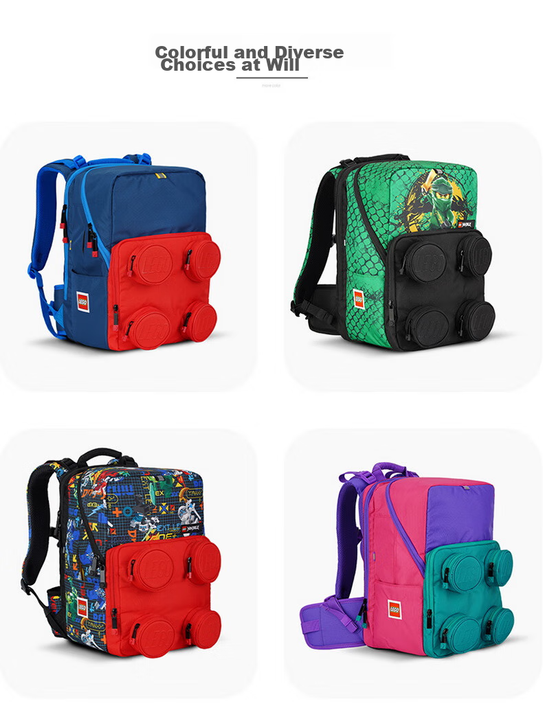 LEGO Backpack for Elementary School Students Grades 1-5, Adjustable Shoulder Bag with Double Compartments, Foldable, Pink Unicorn Design, Model 20209 4