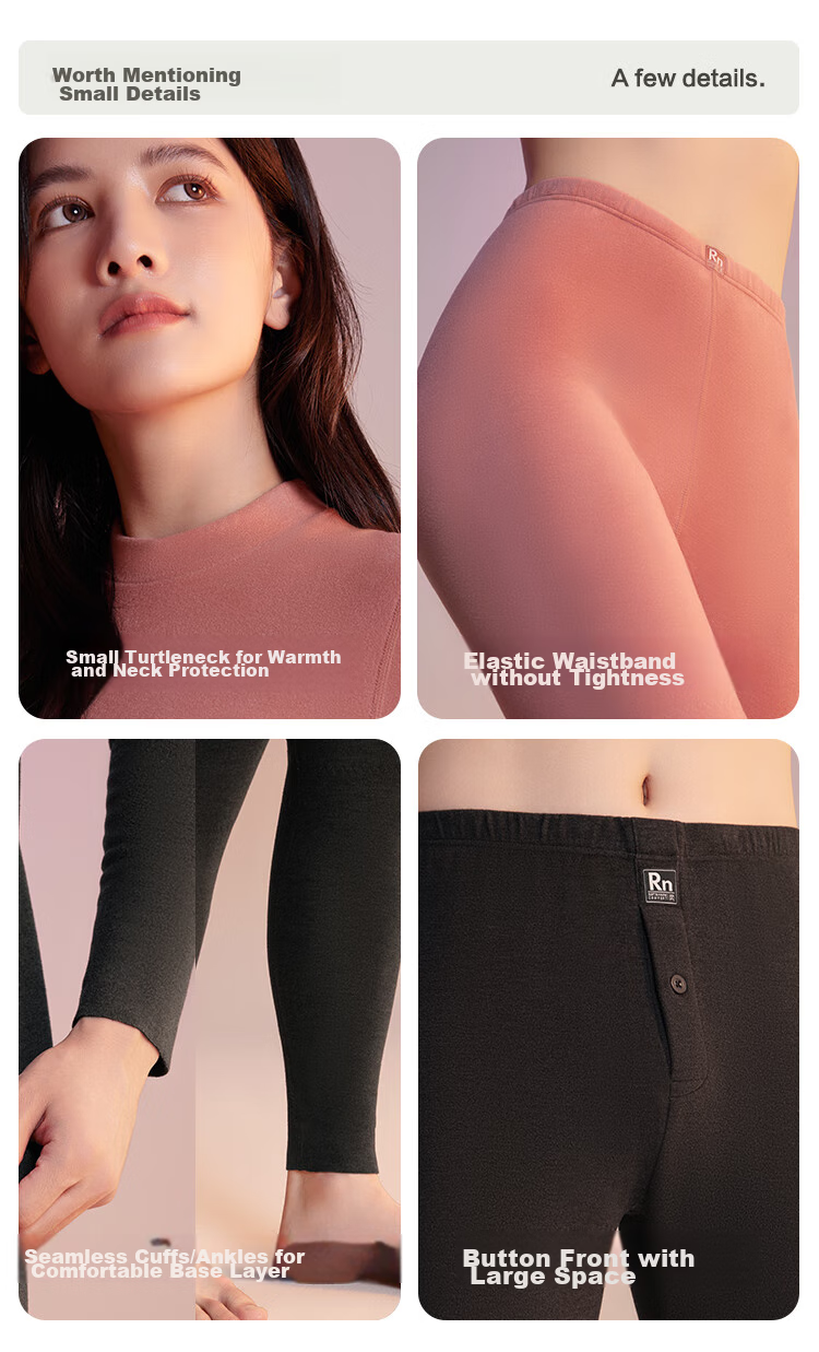Hodo [Same As in Mall] 320GB Women's Thermal Underwear, Warm Half-Turtleneck Autumn Top And Pants, Knee Protection Thermal Set 12