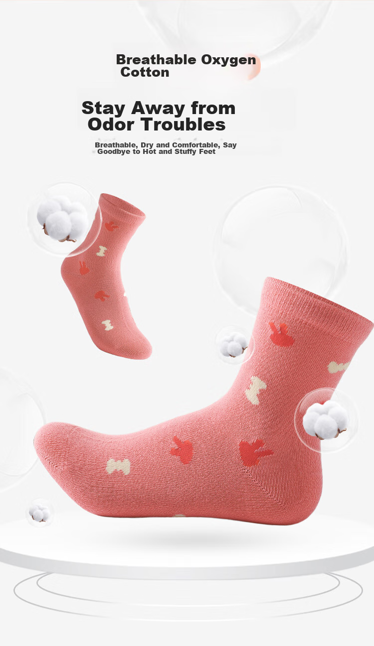 Bingxuemumian Children's Socks, Girls' Mid-Calf Socks for Autumn And Winter, 6 Pairs of Seamless Cotton Socks, Spring And Autumn Short Socks with Lace Trim for Small to Big Kids And Students 3