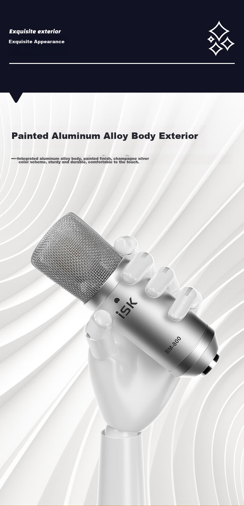 ISK BM-800 Condenser Microphone, Aikun 4nano Sound Card Kit, Mobile Phone Live Streaming, Computer Douyin Universal Host Singing, Quanmin Karaoke Recording Live Broadcast Equipment Complete Set Microphone 4