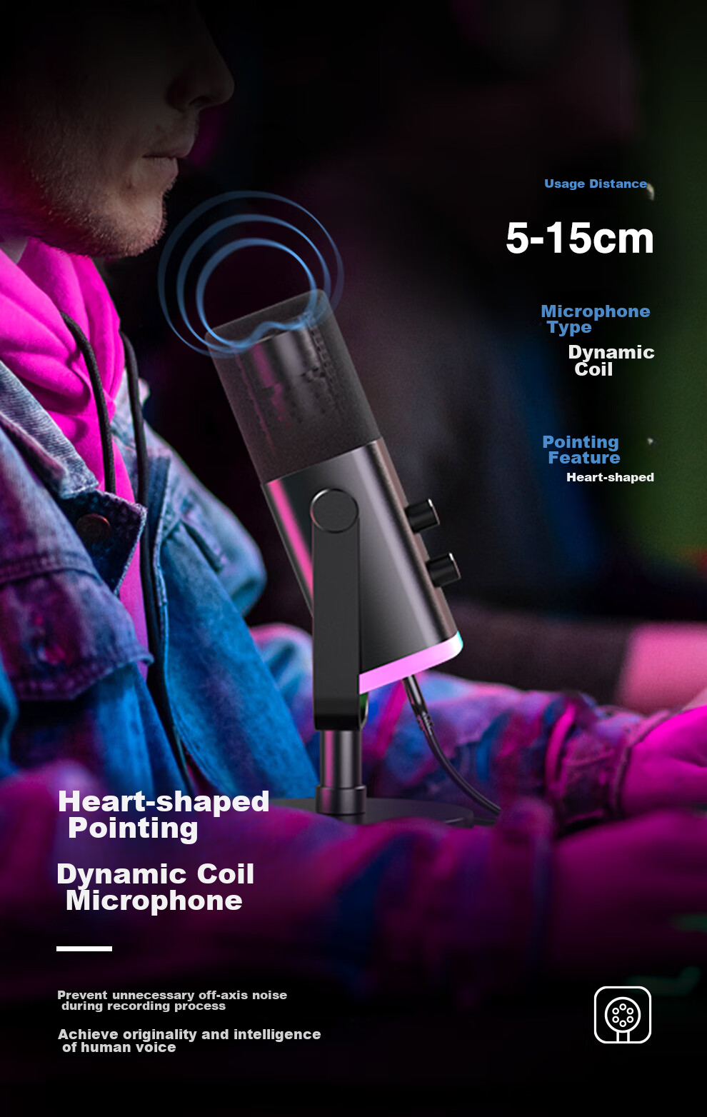 FIFINE Dynamic Noise-Cancelling USB Computer Microphone for Desktop Streamers, Live Streaming, Gaming, Recording, Karaoke, Video Use, with External Sound Card Support, Desktop RGB Microphone, Wired Microphone AM8 Black 14