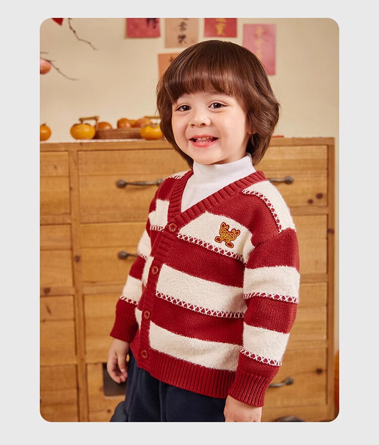 Ciciibear [Antibacterial, Anti-Static, Anti-Pilling] Baby Cardigan Sweater New Year Winter Style Thickened Warm Clothing Boys' Jacket 20