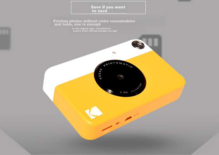 KODAK PRINTOMATIC Camera, Black And White, Instant Printing (Print As You Take, No Ink Printing, Simple Contrasting Colors), Gift Box Set 10