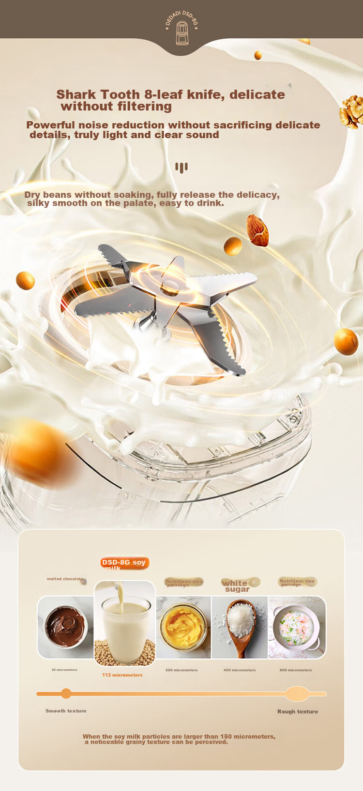 DESADI German Low-Noise Blender, Fully Automatic No-Cooking 2026 New Model, Whole Grains Filter-Free, for 3-4 People, Home Use, Self-Cleaning, Heating, Food Processor, Juicer, Soy Milk Maker 10