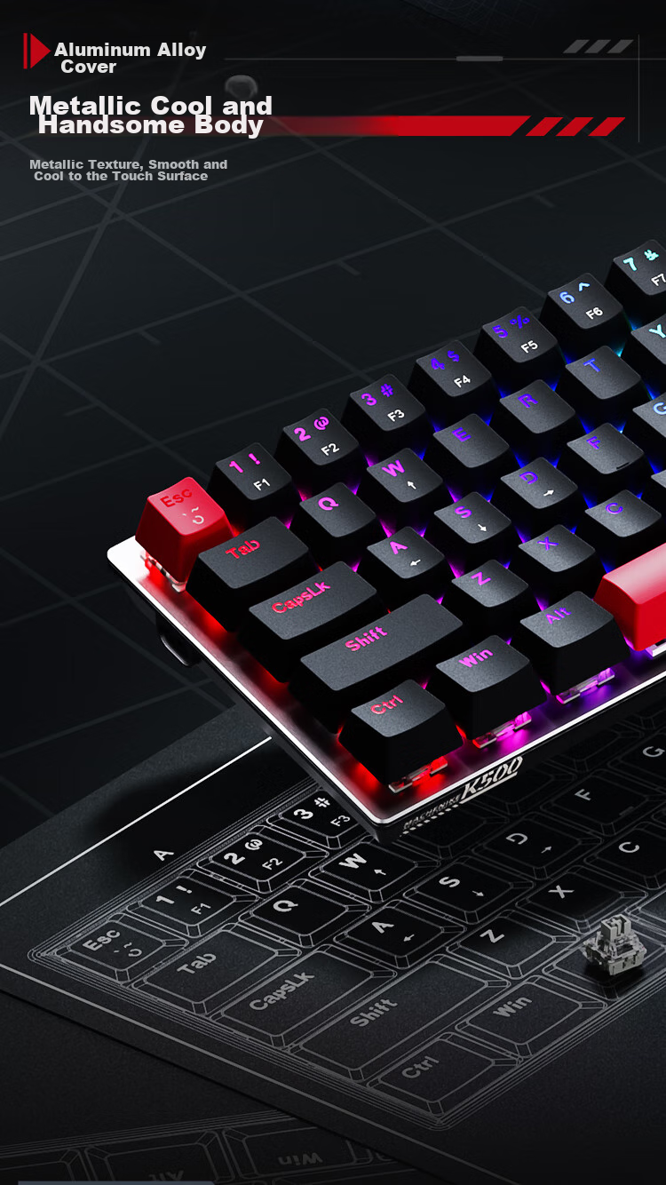 MACHENIKE K500-M81 Wired Magnetic Axis, 81 Keys, E-Sports Gaming Mechanical Keyboard, 8K Polling Rate, RT Keyboard, Adjustable Key Travel, RGB Backlight 9