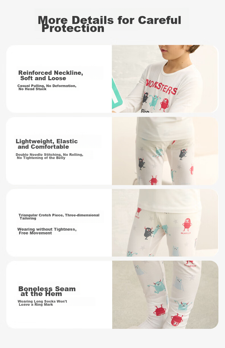 AIMER KIDS Girls' Thermal Underwear, Class A Modal Thin Warm Autumn Top And Bottom Underwear Set, Little Rabbit Design, Size 120 20