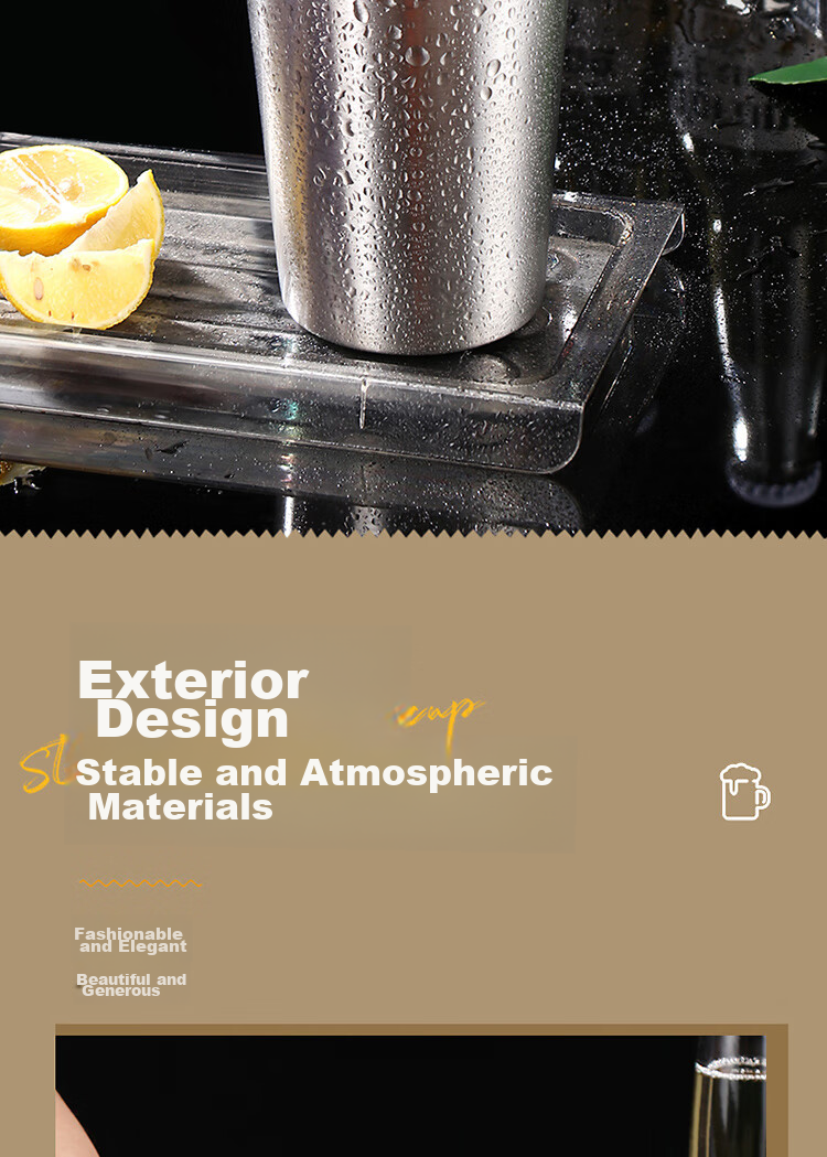 BJ 304 Double-Layer Cup, Stainless Steel Step Cup, Korean-Style Beer Mug, Coffee Cup, Stainless Steel Water Cup, 260ml Single Piece 5