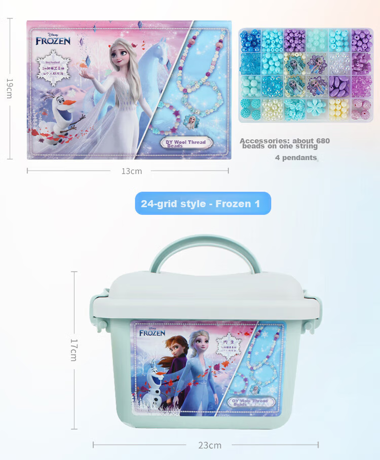 Disney Frozen Elsa Princess Dopamine Beaded Children's DIY Necklace Jewelry, Girls' Pretend Play Toy Gift 3