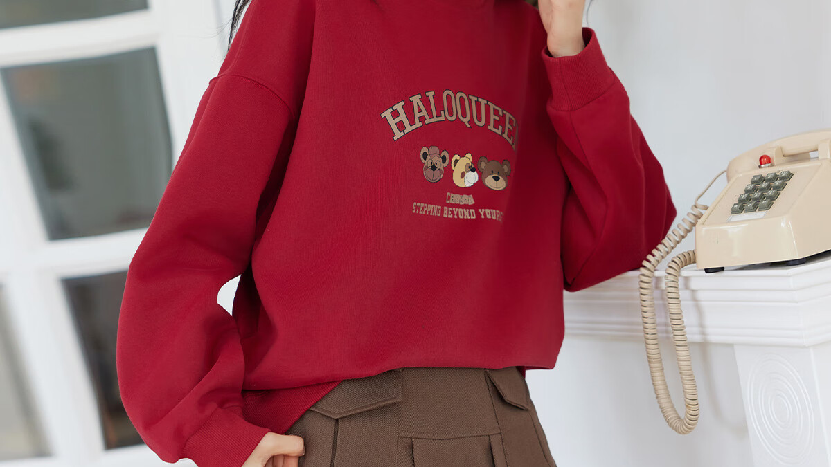 Halo Queen Women's Sweatshirt, Spring And Autumn Round Neck, Little Bear Christmas Outfit, Fashionable Loose Top Jacket H143W1002 40