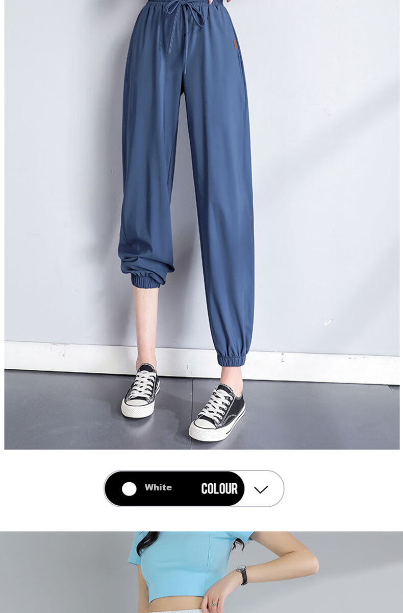LangSha Ice Silk Sports Pants for Women, Summer Loose-Fit Joggers, Quick-Dry Thin Sun Protection Cool Lantern Pants Casual Trousers for Wome 19