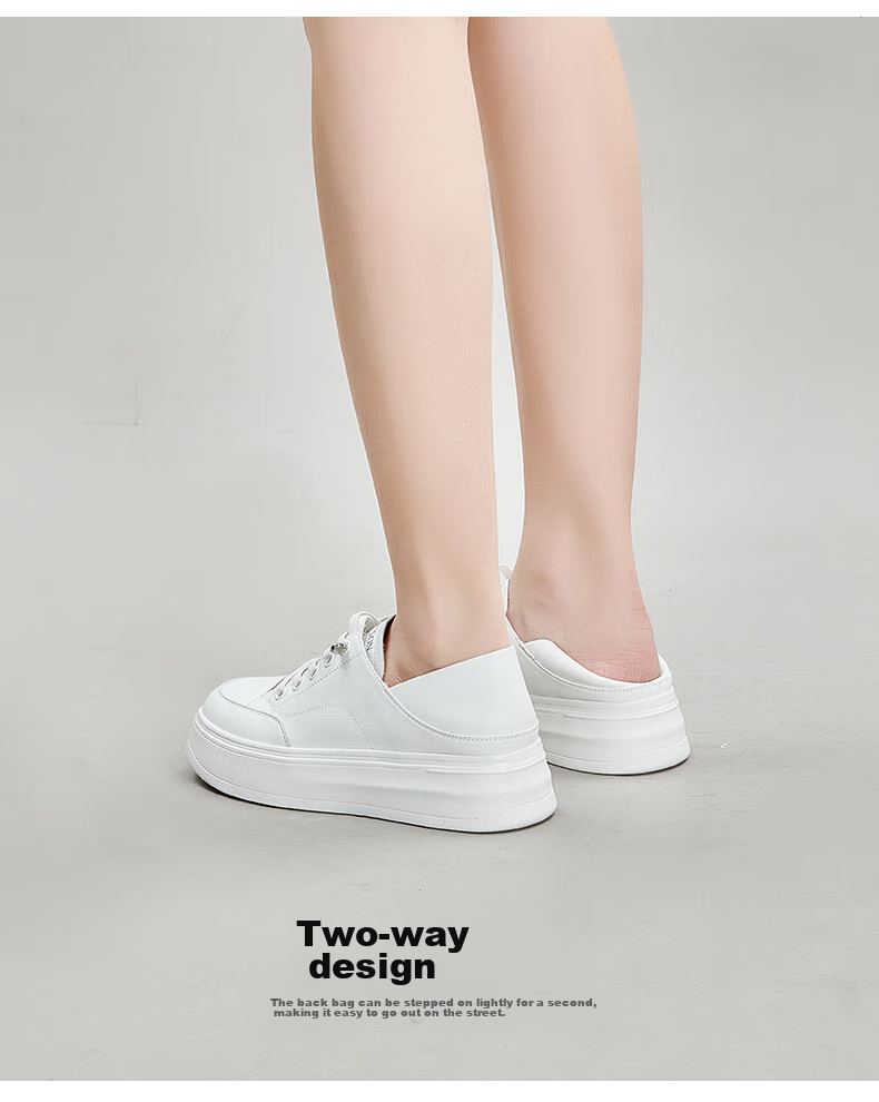 PT'SON Thick-Soled White Sneakers for Women, Spring Thin Lightweight Breathable Height-Increasing Fashionable Versatile Casual Skateboard Shoes, White, Size 36 5