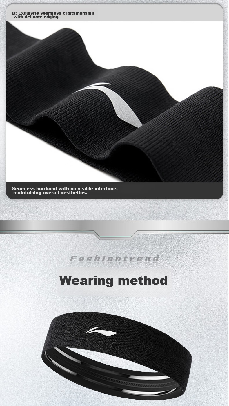 Li-Ning Sweatband Sports Headband for Men And Women, Sweat-Absorbing And Sweat-Directing Headband, Basketball Headband, Hair Tie, Running Headband, 2 Pieces with Forehead Band 15