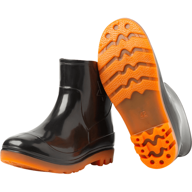 SHENGLI Men's Low-Cut Non-Slip Durable Rain Boots Work Safety Waterproof Rubber Shoes Black Size 42 Pair