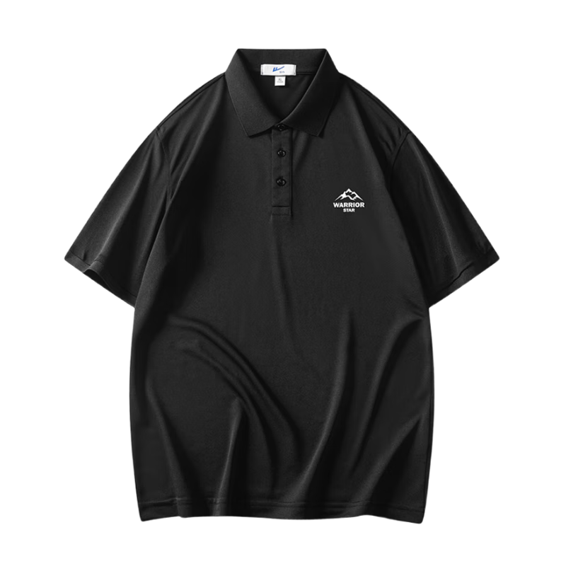 Huili Polo Shirt for Men, Summer Short-Sleeve Quick-Dry T-Shirt, Breathable Collared Casual Wear, Black, XL