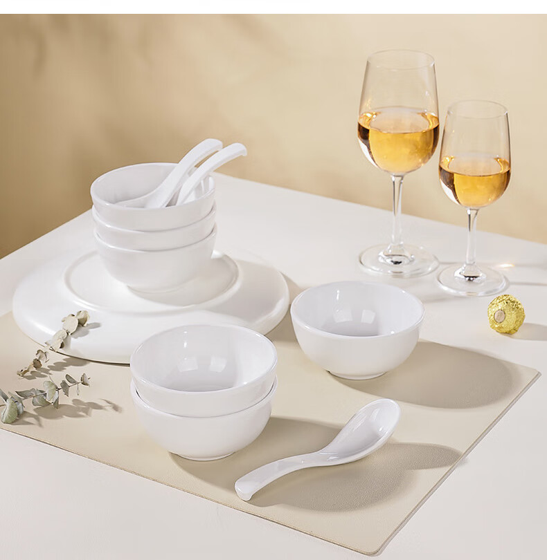 Guangyi Commercial Melamine Soup Bowl Rice Bowl White 11cm Fast Food Canteen Serving Bowl 6-Pack GY8891 2