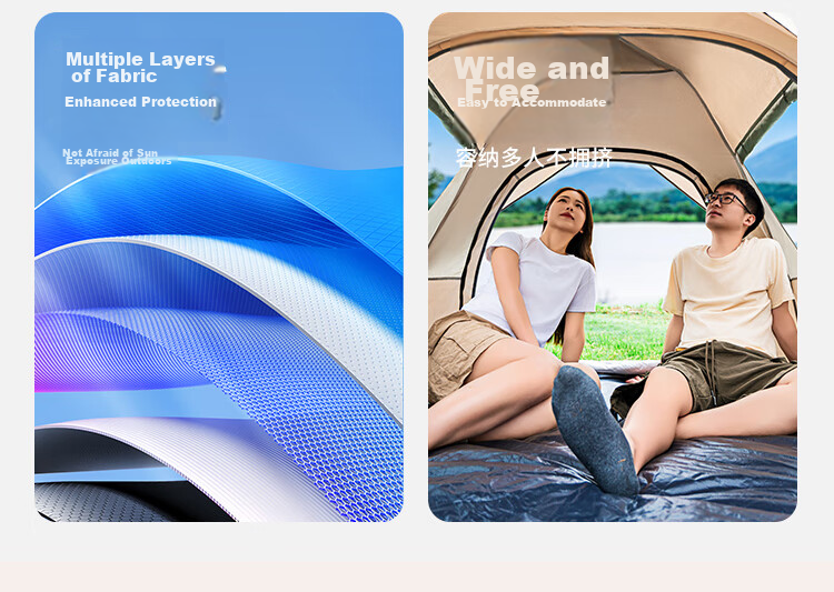 TAN XIAN ZHE Fully Automatic Sun Protection Tent, Outdoor Camping No-Setup Tent, Family Outing Camping Tent 4