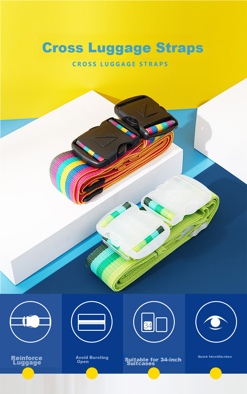 TRAVEL BLUE Cross Travel Suitcase Packing Strap, Fixed Check-In Luggage Binding Strap, Protective Tightening Reinforcement, Cyan And Green Mixed Color 1